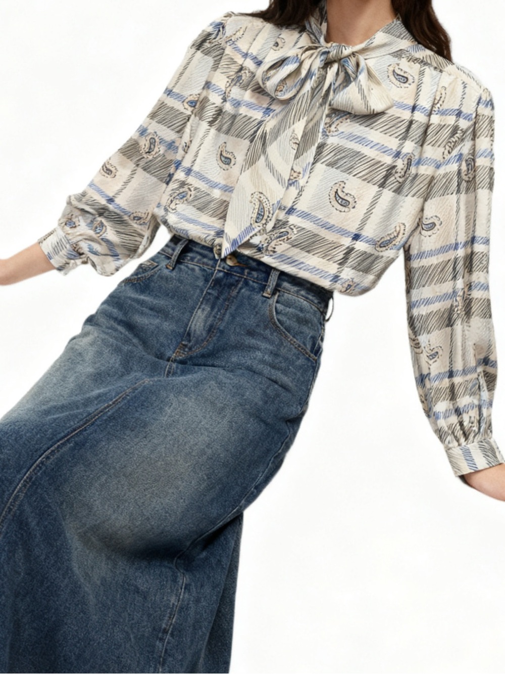 Vintage 80s Alfred Dunner Paisley Plaid blouse